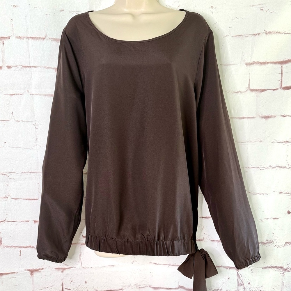 MICHAEL MICHAEL KORS XL Crepe Blouson Top Elastic Hem Side Tie Pullover Style - Picture 1 of 15
